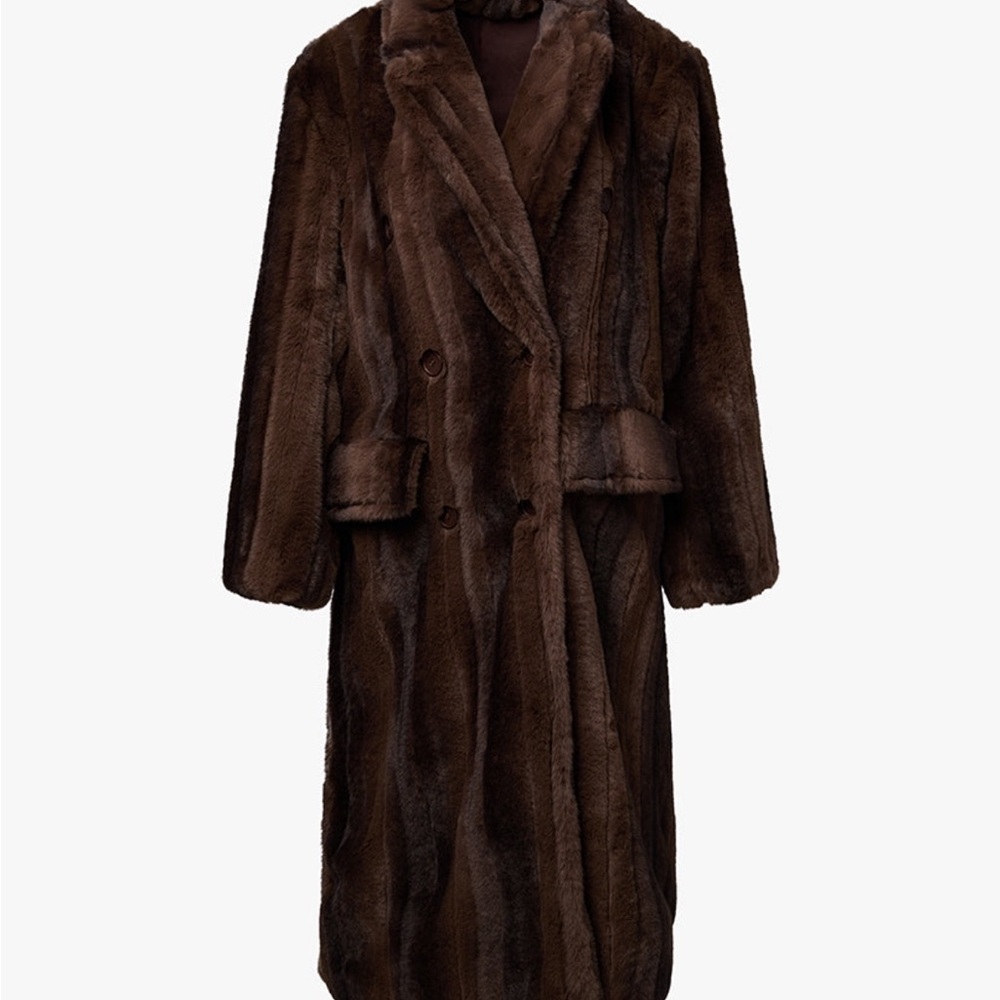Chic Brown Faux Fur Overcoat